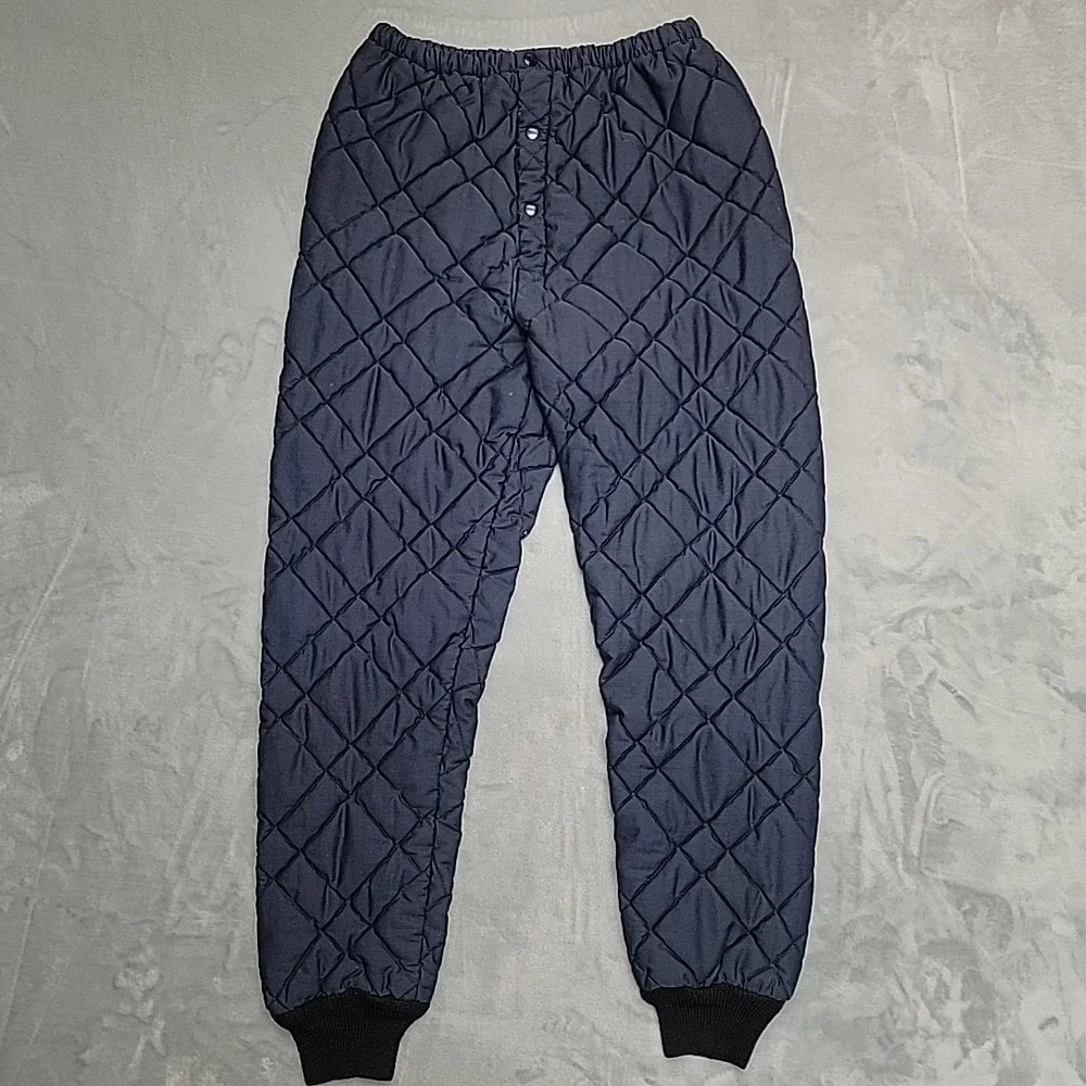 VTG Sears Thermal Pants Mens‎ M Navy Blue Original Quilted FR Winter Layering